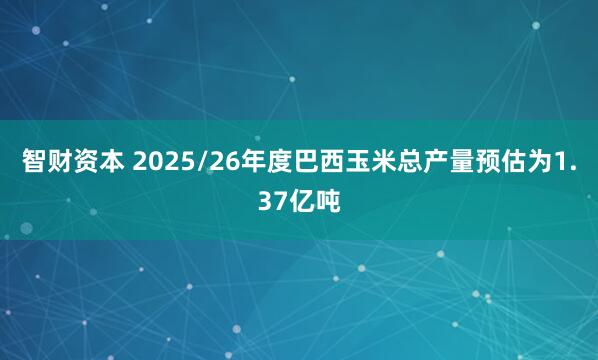 智财资本 2025/26年度巴西玉米总产量预估为1.37亿吨