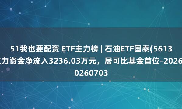 51我也要配资 ETF主力榜 | 石油ETF国泰(561360)主力资金净流入3236.03万元，居可比基金首位-20260703